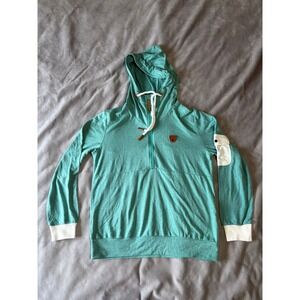 Wanakome Artemis Half Zip Hoodie Teal Green Rope Drawstring Pullover Small
